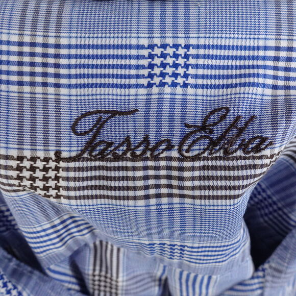 TASSO ELBA LONG SLEEVE BLUE CHECK BUTTON DOWN SHIRT MENS SIZE XL - Picture 6 of 7